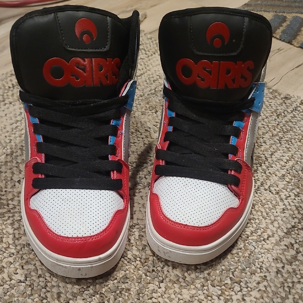 Brand New Never Worn Osiris Clone High-Top Sneakers - Red, White, Blue, Black